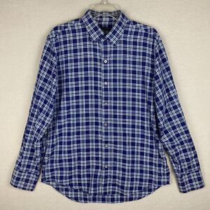 Zachary Prell Shirt Mens Large Blue White Plaid Button Up Long Sleeve Casual